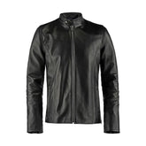 Klassische schwarze Bikerjacke aus Schaffell im Slim-Fit für Herren